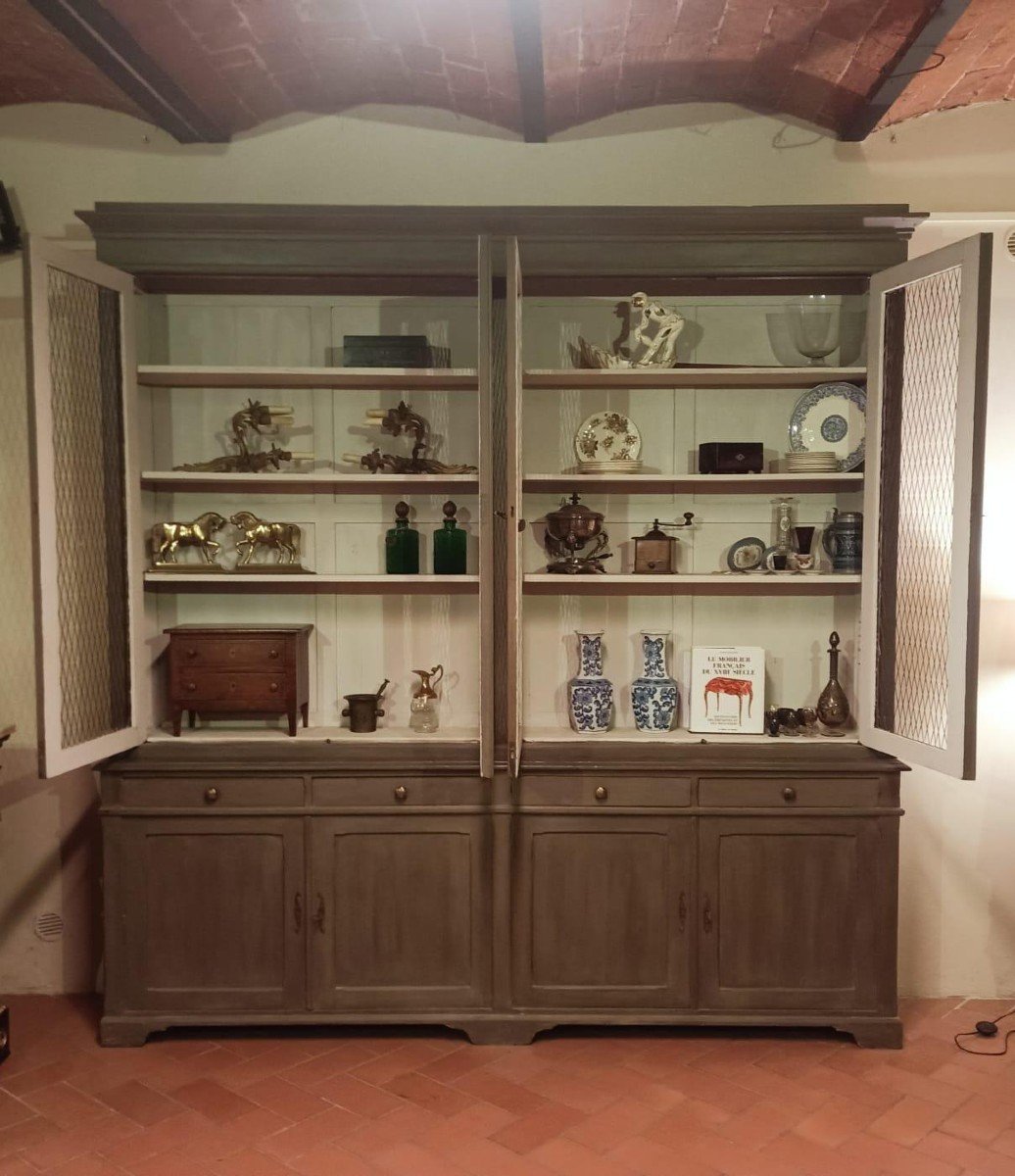 Library, Fir Wood Pharmacy Cabinet, XIX Century, Tuscany-photo-2