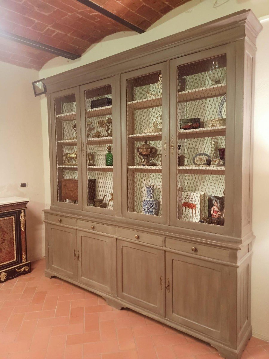 Library, Fir Wood Pharmacy Cabinet, XIX Century, Tuscany-photo-3