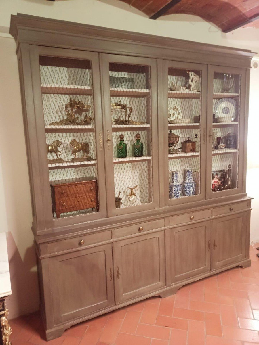 Library, Fir Wood Pharmacy Cabinet, XIX Century, Tuscany-photo-4
