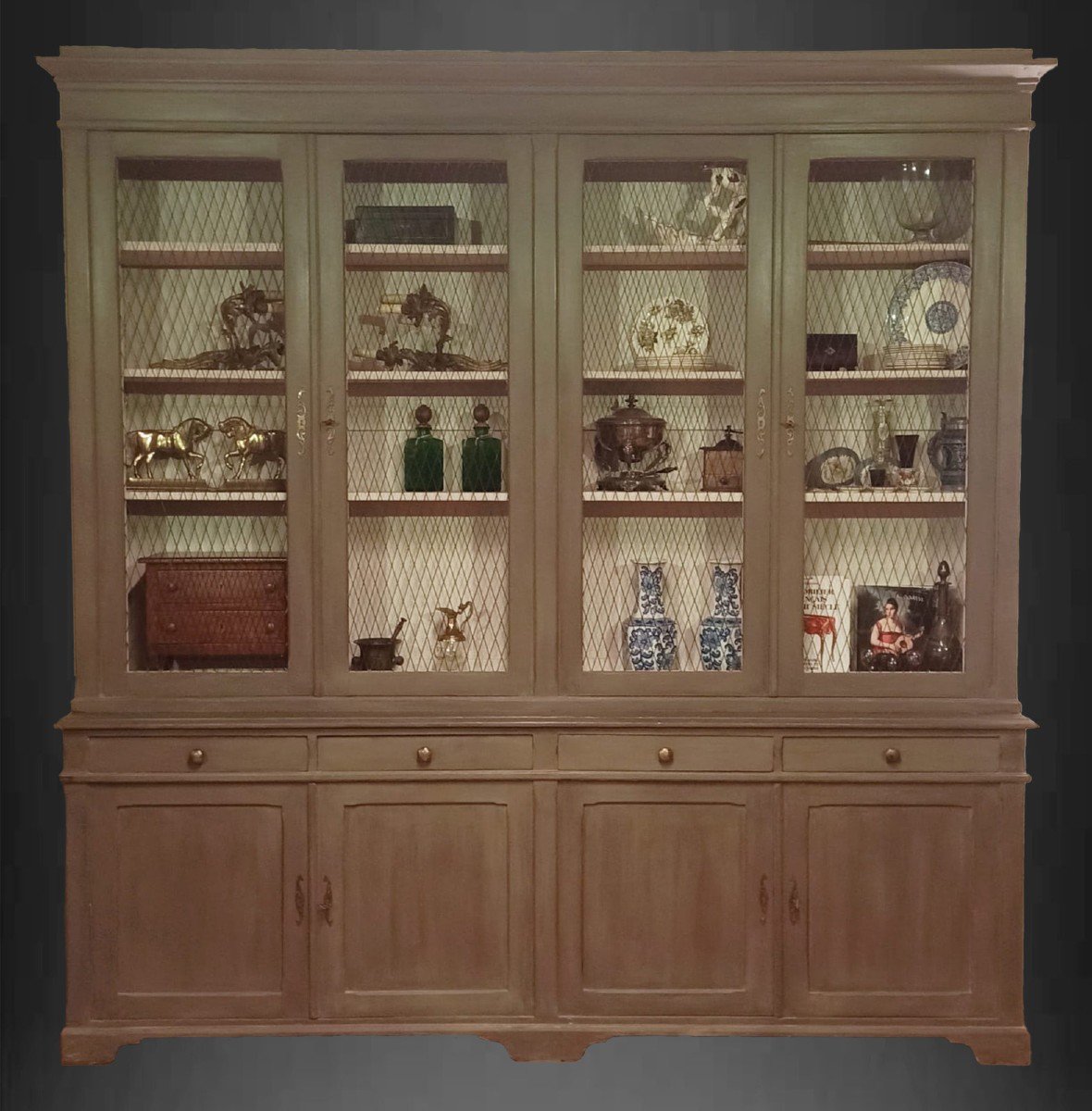 Meuble De Pharmacie Ancien à Vendre Proantic: Bibliothèque, Meuble Pharmacie En Bois De Sapin, XIX Siècl