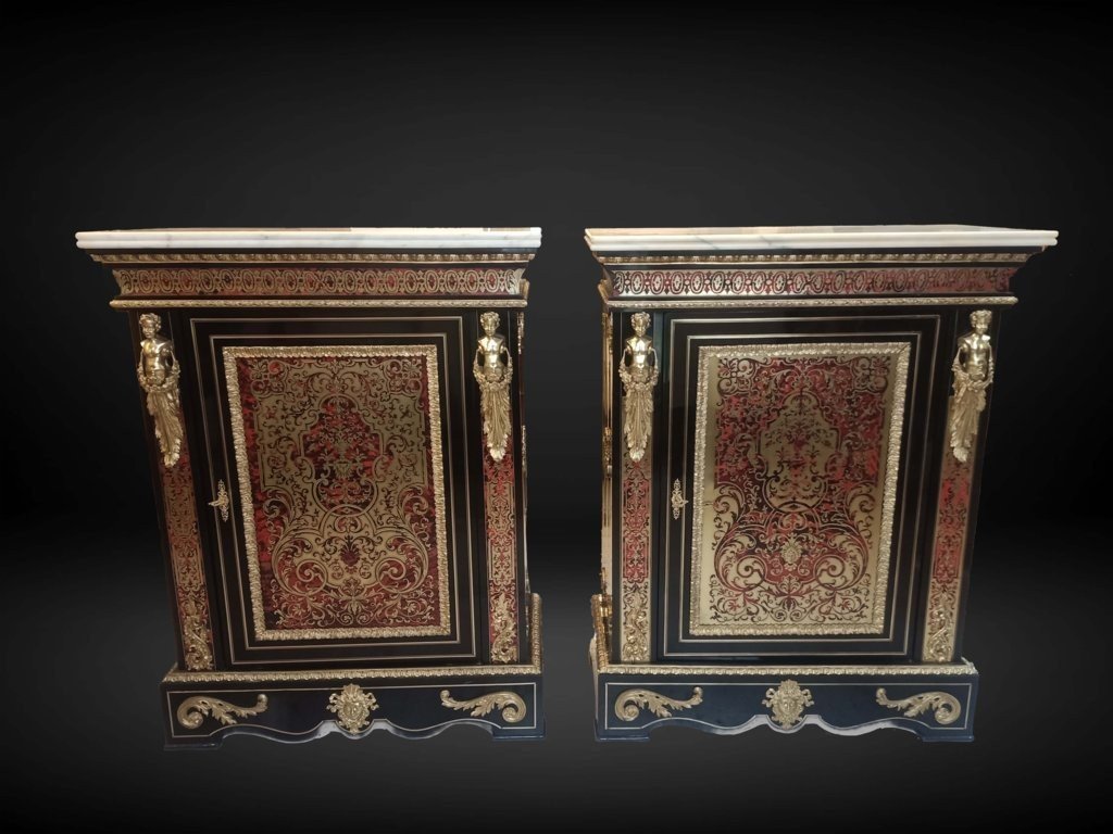 Paire De Meuble d'Appui En Marqueterie Boulle 