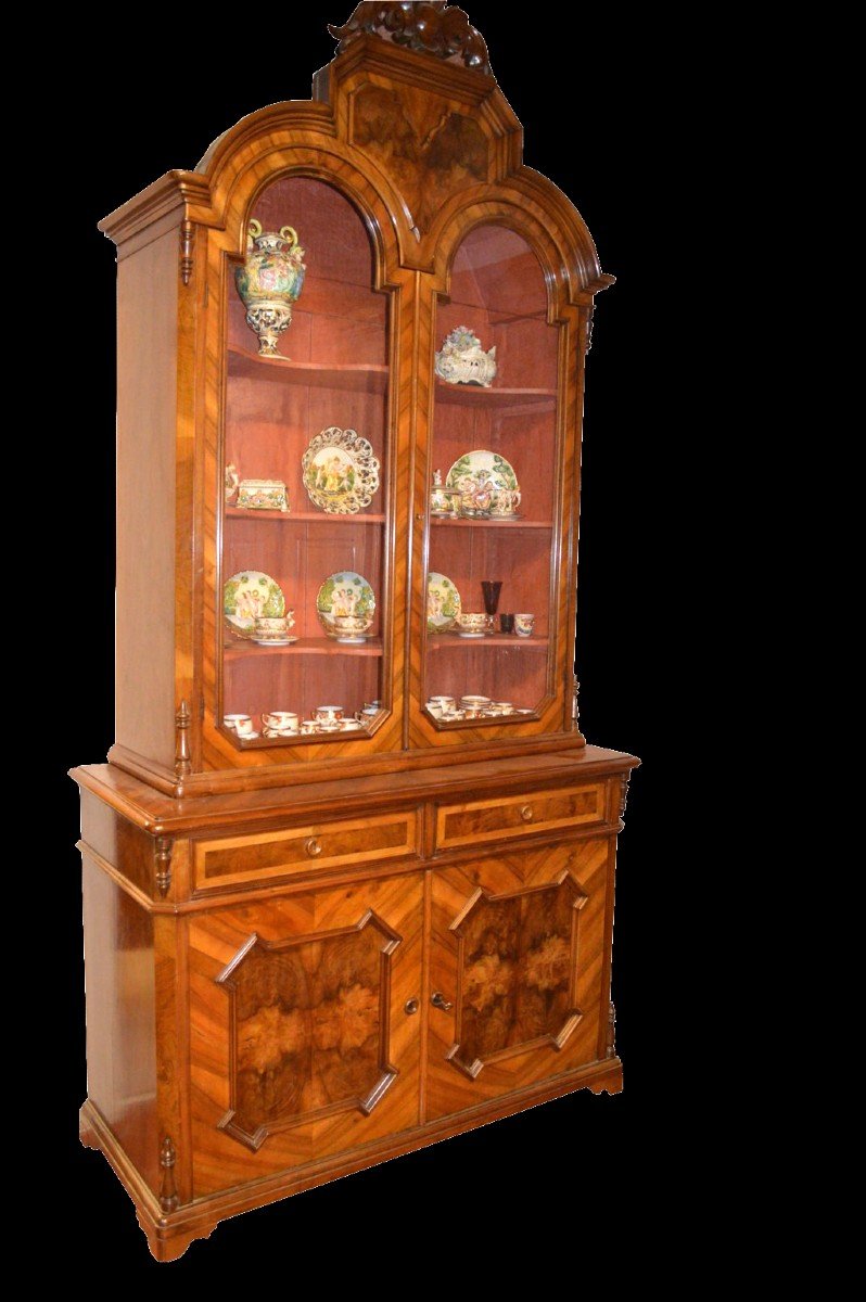 Vitrine Vénitienne En Placage De Noyer -photo-2