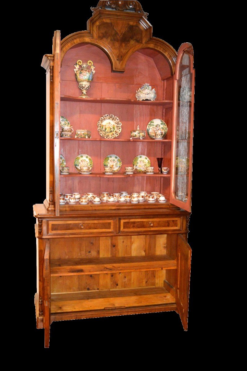 Vitrine Vénitienne En Placage De Noyer -photo-3