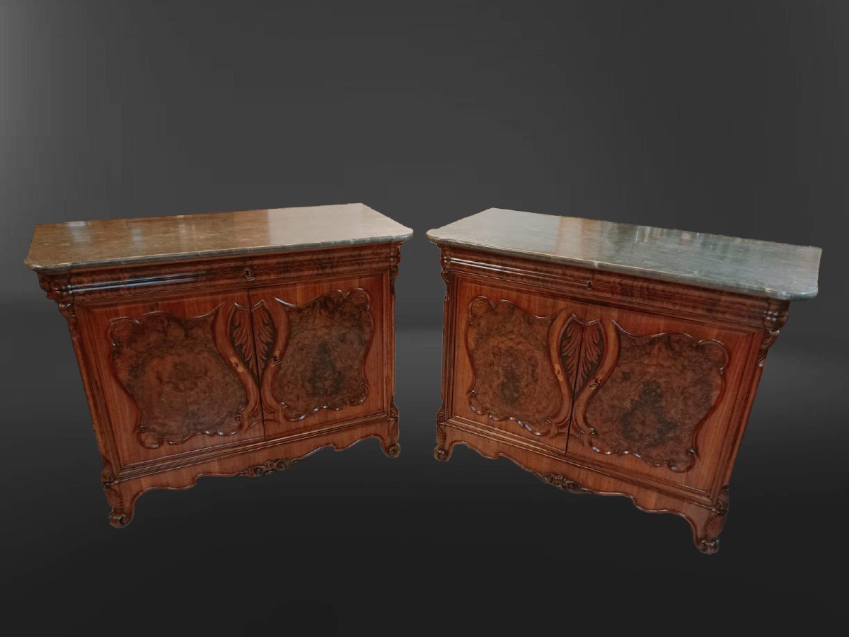 Paire De Buffets Liguriens En Bruyère De Noyer.-photo-2