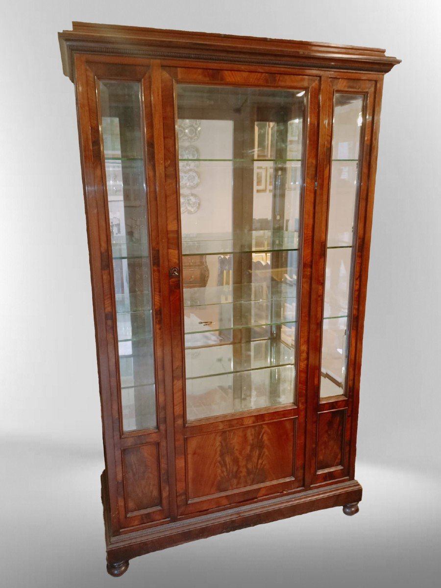 Vitrine Ligurienne En Plume d'Acajou XIX estampillée  ISSEL GENOVA-photo-2