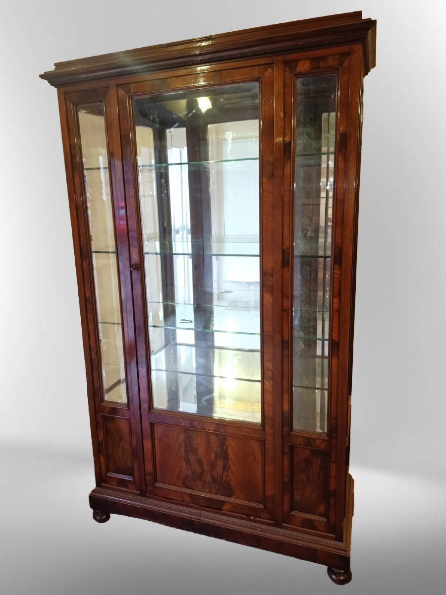 Vitrine Ligurienne En Plume d'Acajou XIX estampillée  ISSEL GENOVA