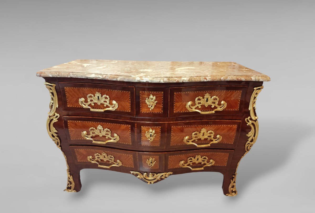 Large Tombeau Chest Of Drawers In Rosewood And Rosewood Marquetry, Regency Period-photo-2