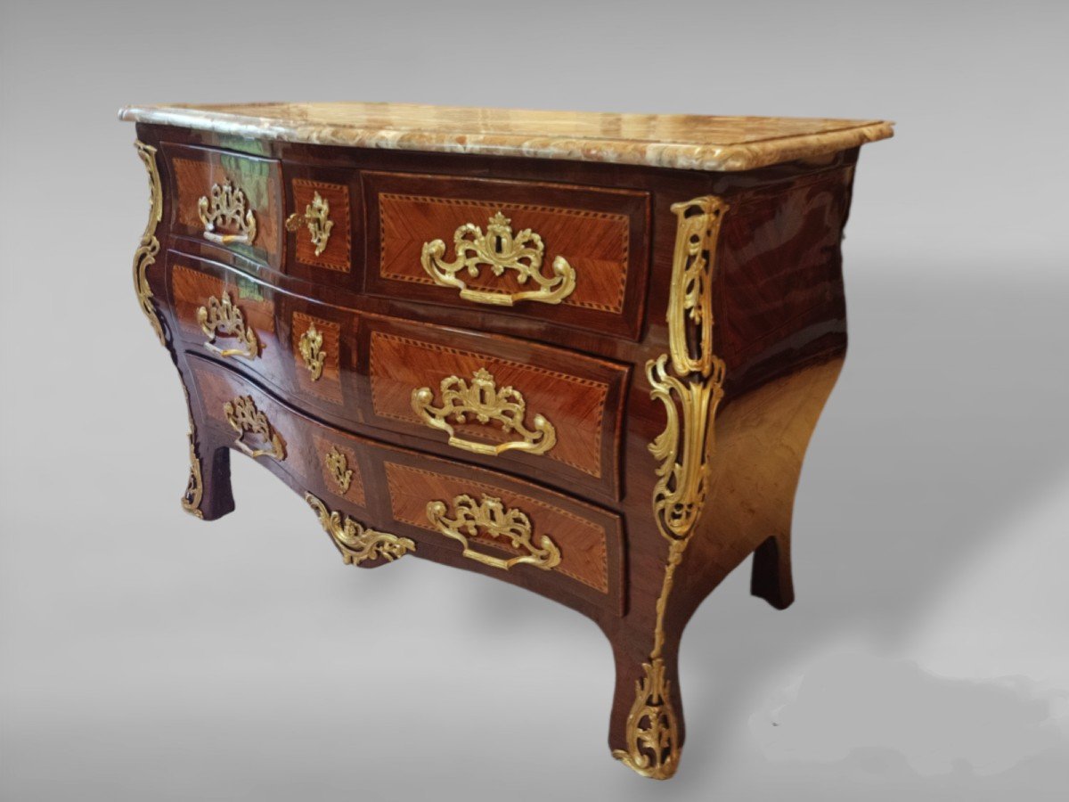 Large Tombeau Chest Of Drawers In Rosewood And Rosewood Marquetry, Regency Period-photo-4