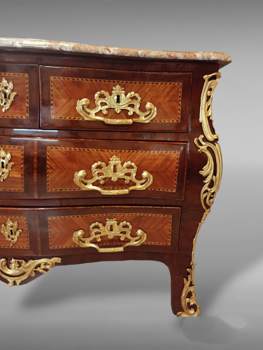 Large Tombeau Chest Of Drawers In Rosewood And Rosewood Marquetry, Regency Period-photo-1