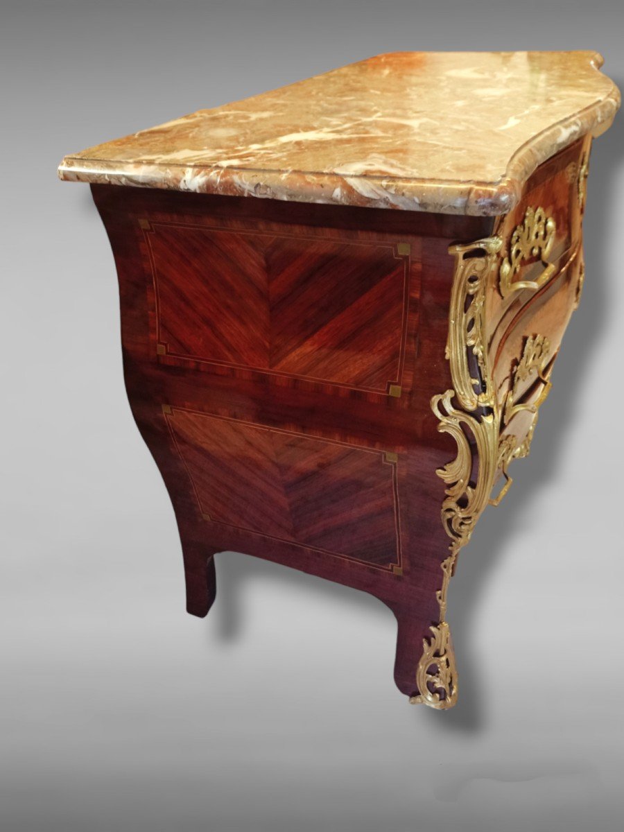Large Tombeau Chest Of Drawers In Rosewood And Rosewood Marquetry, Regency Period-photo-2