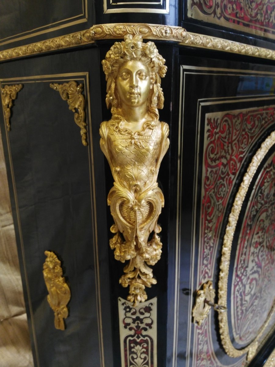 Meuble Buffet à Hauteur D’appui, époque Napoléon III, Marqueterie Boulle-photo-6