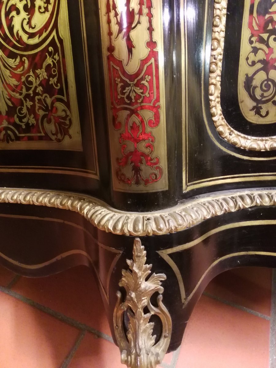 Meuble Buffet à Hauteur d'Appui époque Napoléon III,  Marquterie Boulle, XIX siécle-photo-3
