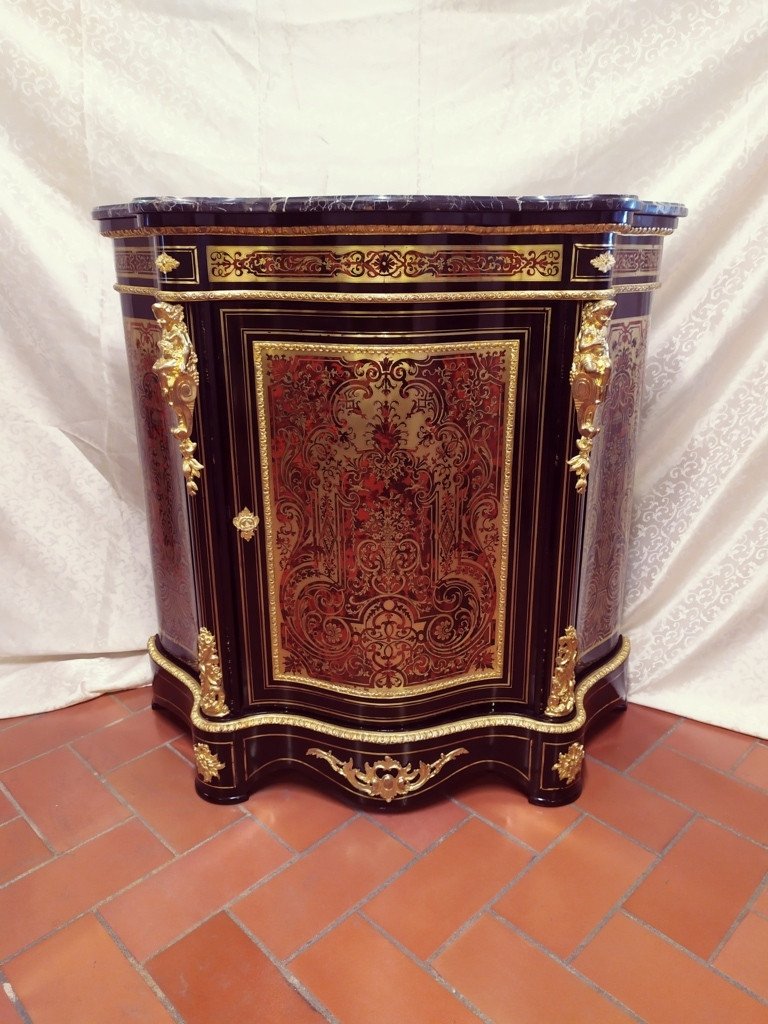 Meuble d'Appui, Buffet à Hauteur époque Napoléon III, Marquterie Boulle-photo-2