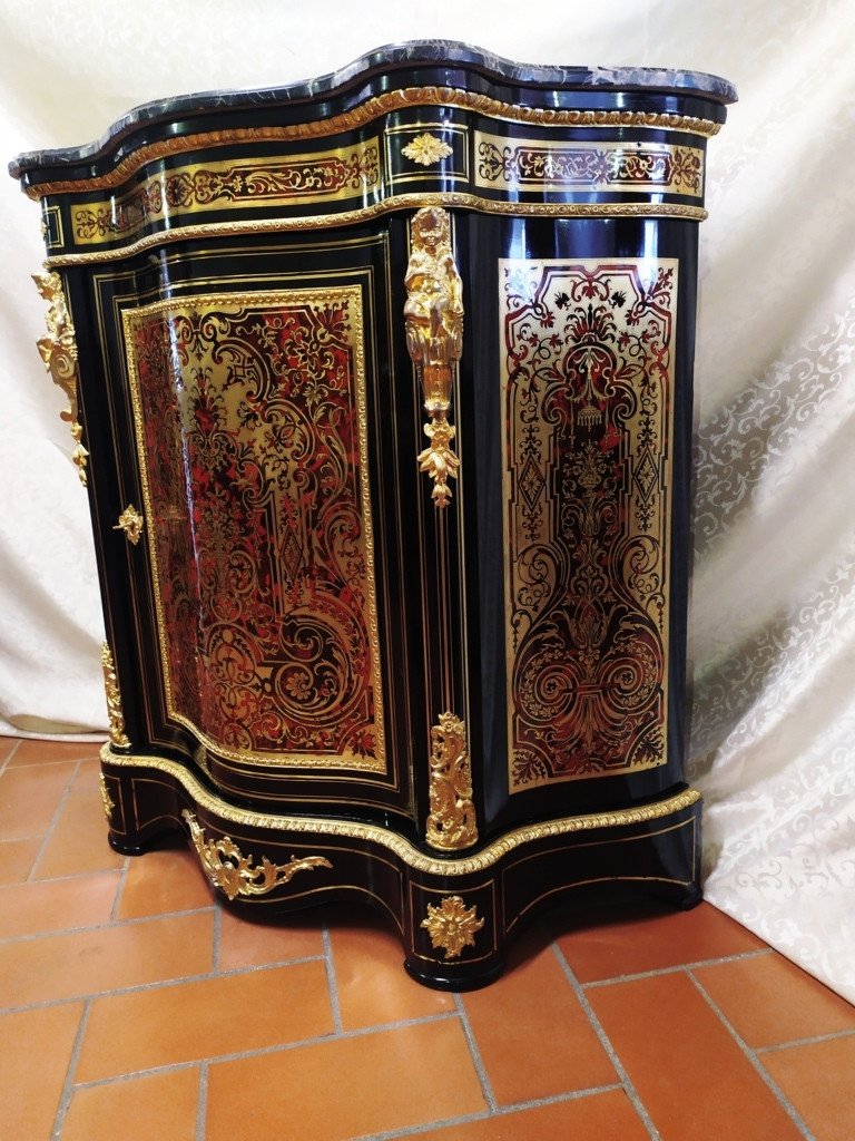 Meuble d'Appui, Buffet à Hauteur époque Napoléon III, Marquterie Boulle-photo-4