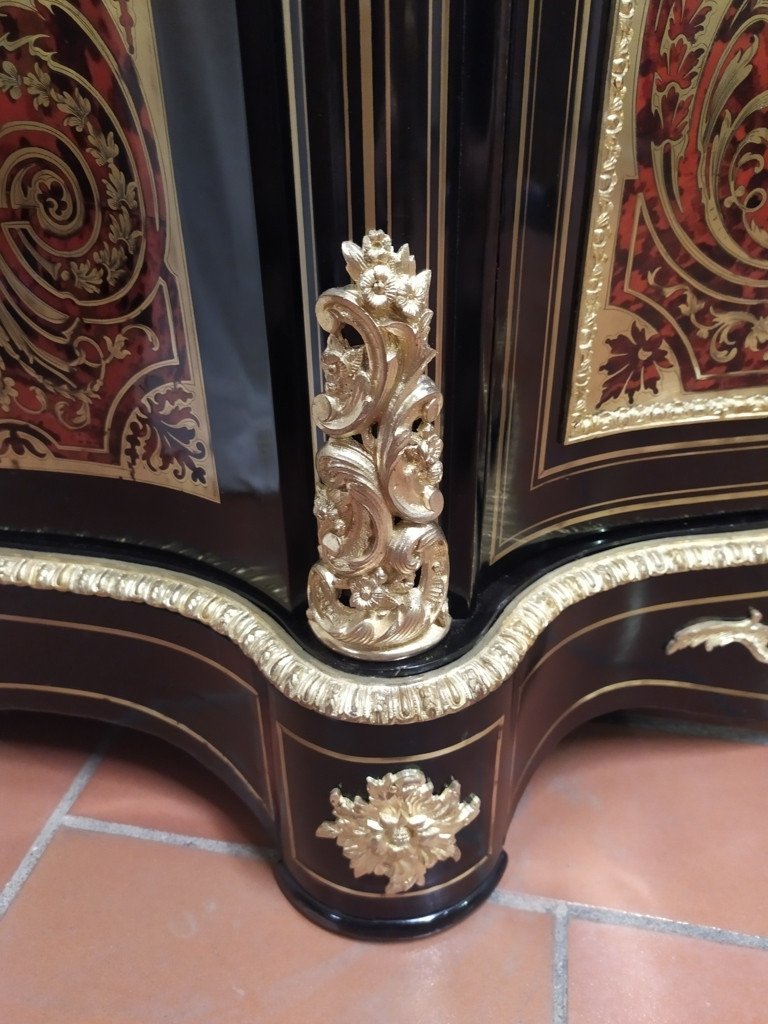 Meuble d'Appui, Buffet à Hauteur époque Napoléon III, Marquterie Boulle-photo-2