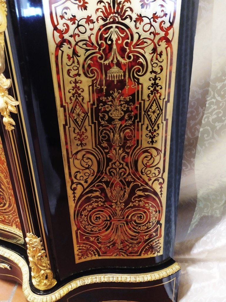 Meuble d'Appui, Buffet à Hauteur époque Napoléon III, Marquterie Boulle-photo-4