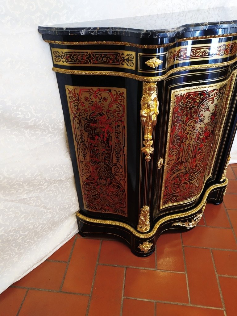 Meuble d'Appui, Buffet à Hauteur époque Napoléon III, Marquterie Boulle-photo-8