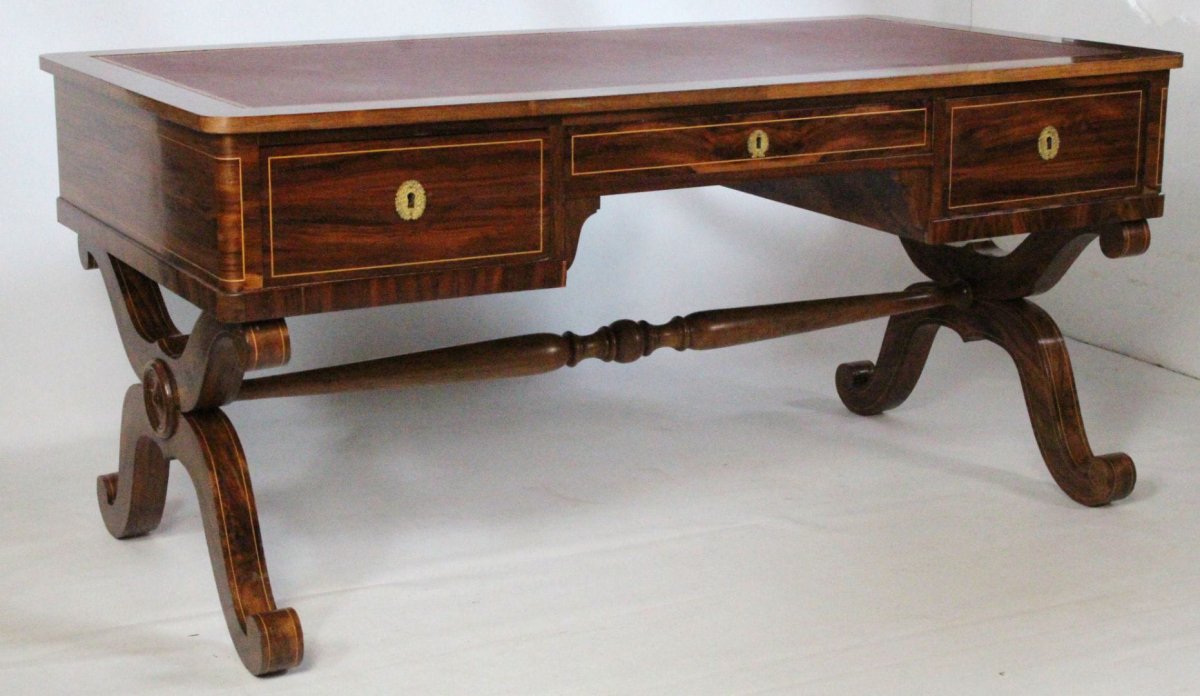 Grand Bureau Plat, De Style Charle X, France XIX  Siècle-photo-2