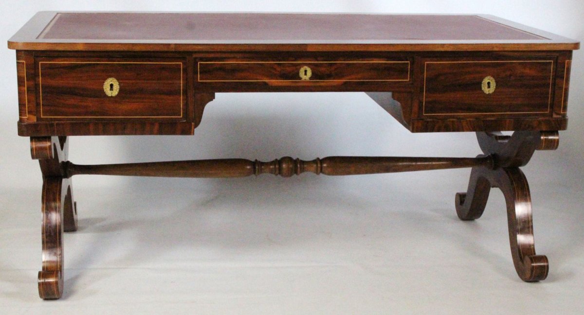 Grand Bureau Plat, De Style Charle X, France XIX  Siècle-photo-3