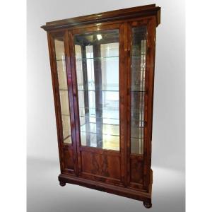 Ligurian Showcase Cabinet In Mahogany Signed Issel Genova XIX