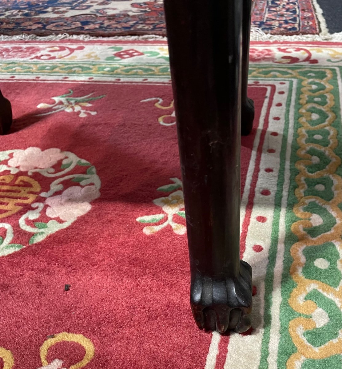 Chinese Wood And Marble Stool From The 19th Century-photo-3