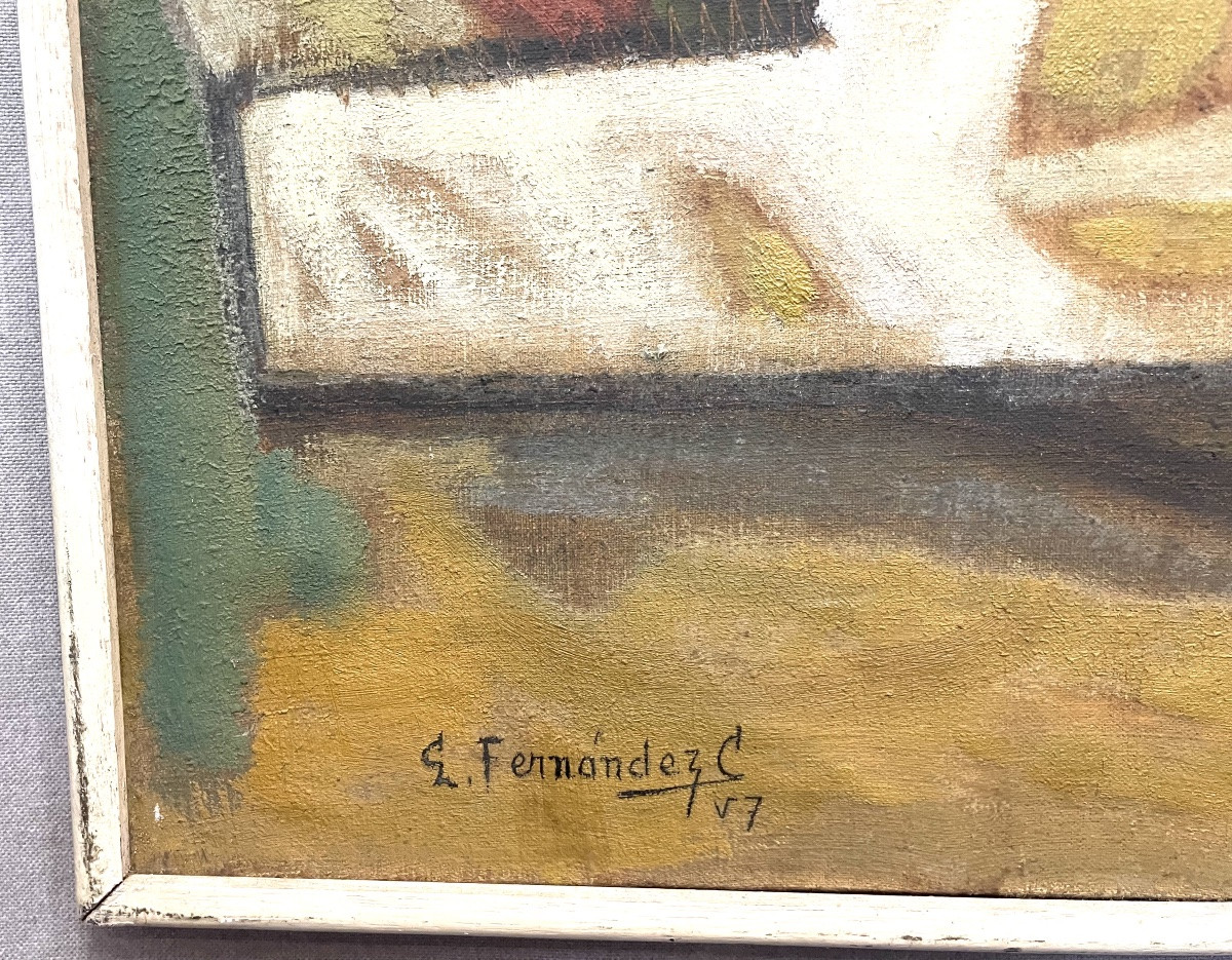 Oil On Canvas By Lola Fernandez 20th Century-photo-4