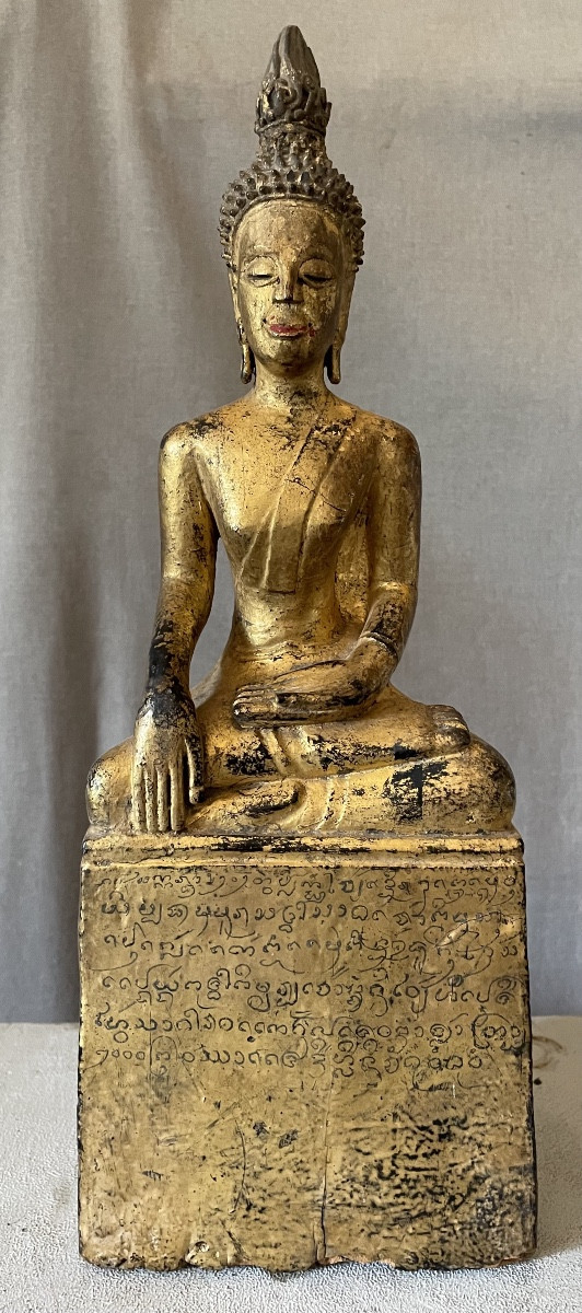 Gilded Wooden Sculpture Buddha Thailand 19th Century