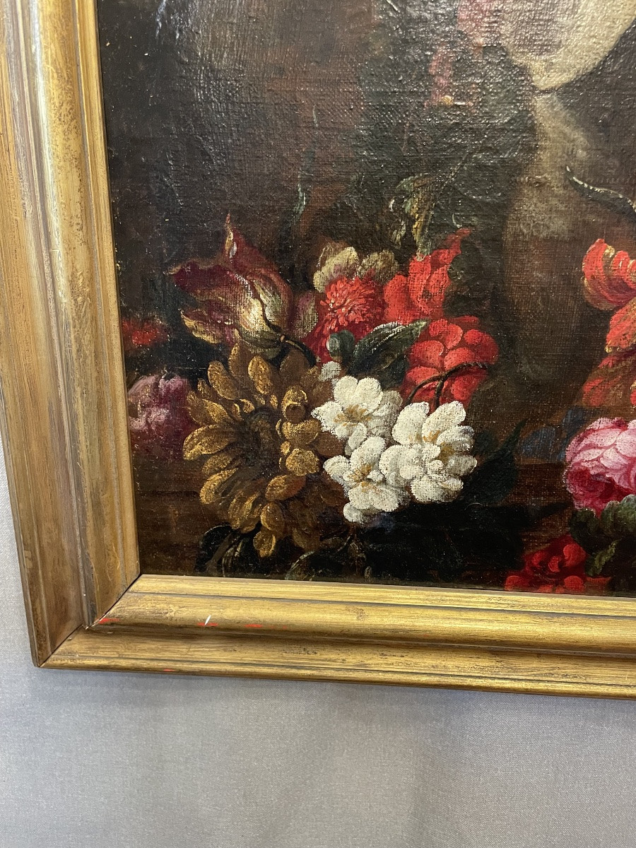 Still Life With Flowers And A Parrot, 17th Century-photo-4