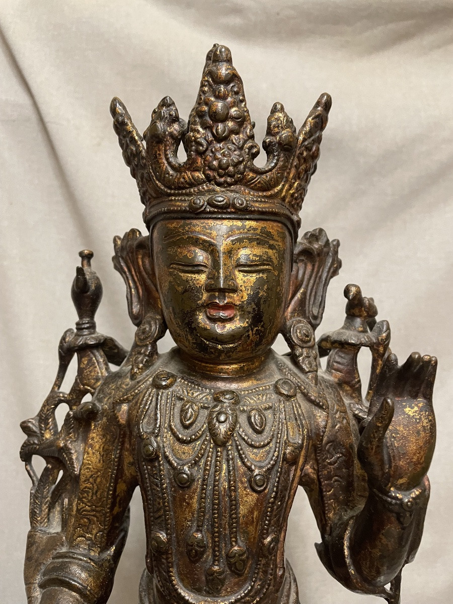 Large Gilded Bronze China 17th/18th Century-photo-2