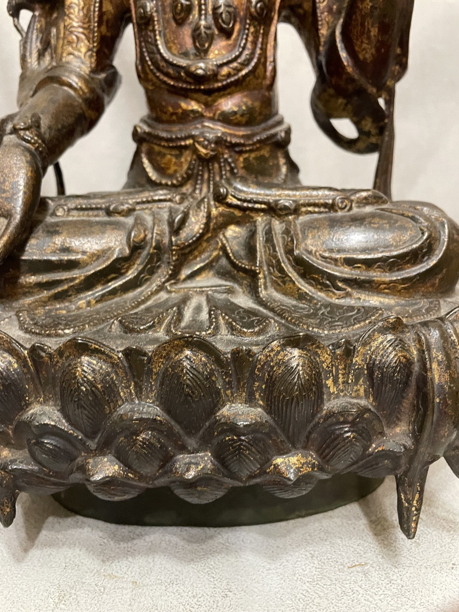 Large Gilded Bronze China 17th/18th Century-photo-3