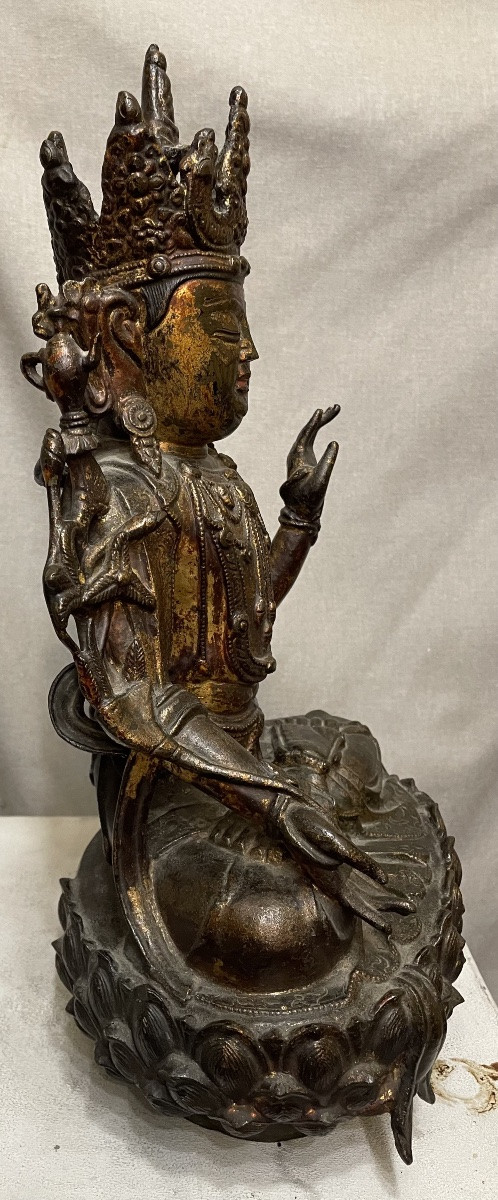 Large Gilded Bronze China 17th/18th Century-photo-2