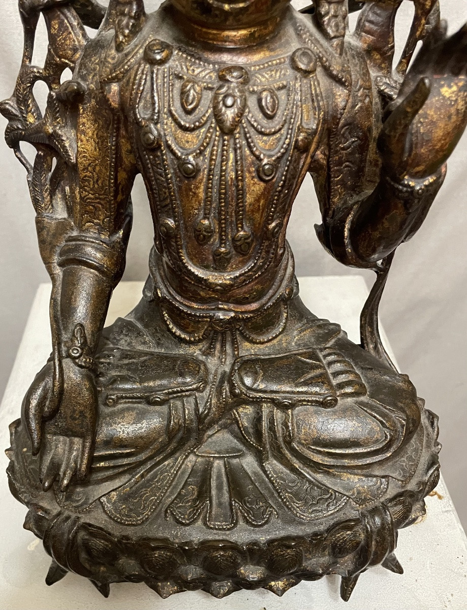 Large Gilded Bronze China 17th/18th Century-photo-5