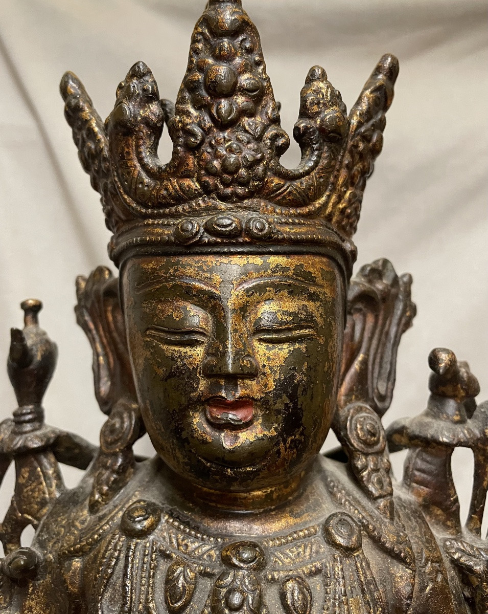 Large Gilded Bronze China 17th/18th Century-photo-6