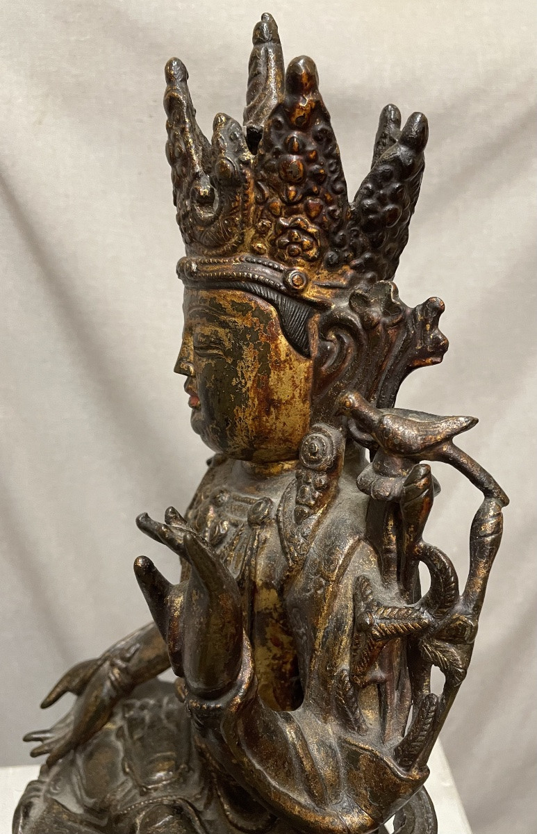 Large Gilded Bronze China 17th/18th Century-photo-7
