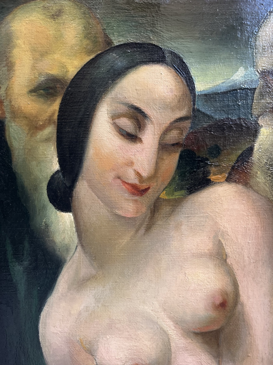 huile sur toile de Stevan Câlić Suzanne et les vieillards XXe siècle-photo-2