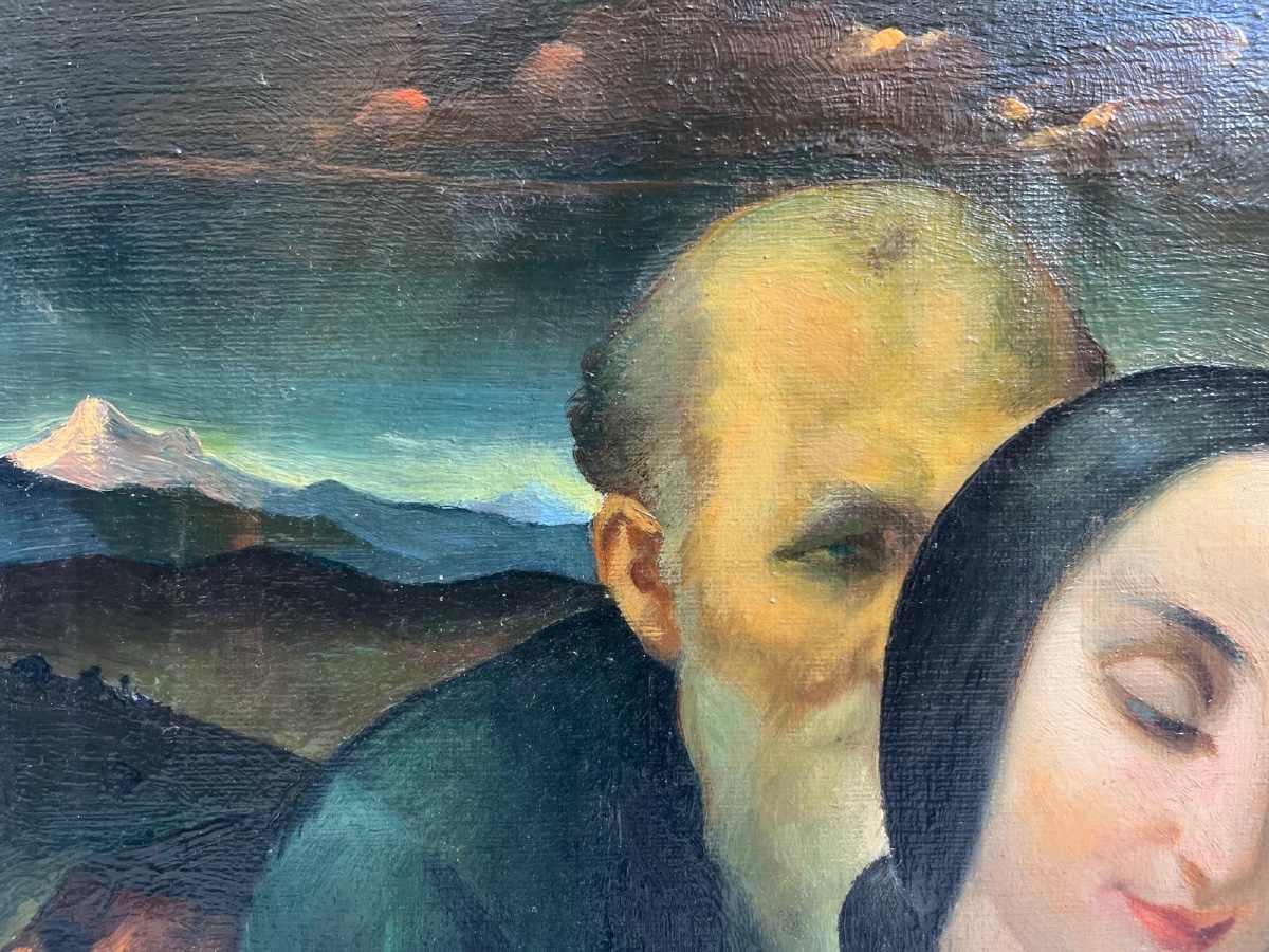 huile sur toile de Stevan Câlić Suzanne et les vieillards XXe siècle-photo-3