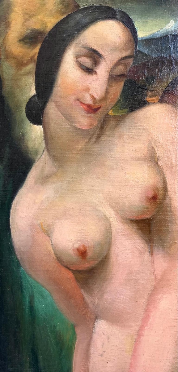 huile sur toile de Stevan Câlić Suzanne et les vieillards XXe siècle-photo-2