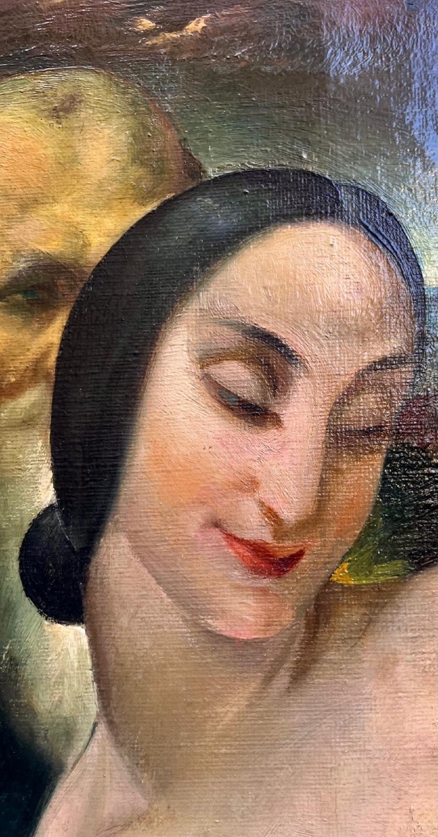 huile sur toile de Stevan Câlić Suzanne et les vieillards XXe siècle-photo-3