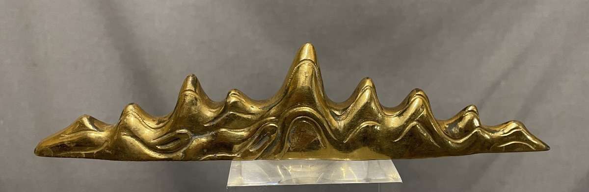 Gilt Bronze Brush Rest, China, 20th Century-photo-4