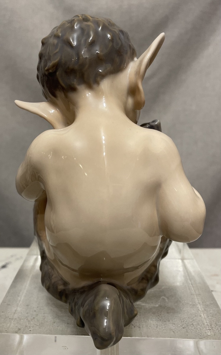 Faune jouant de la flûte, porcelaine Royal Copenhagen, XXe siècle-photo-4