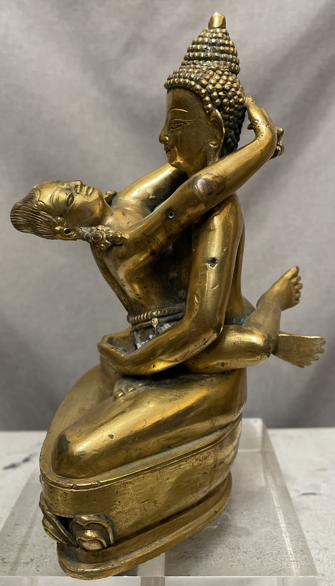Bronze doré de Yab-Yum, Tibet, XXe siècle-photo-3