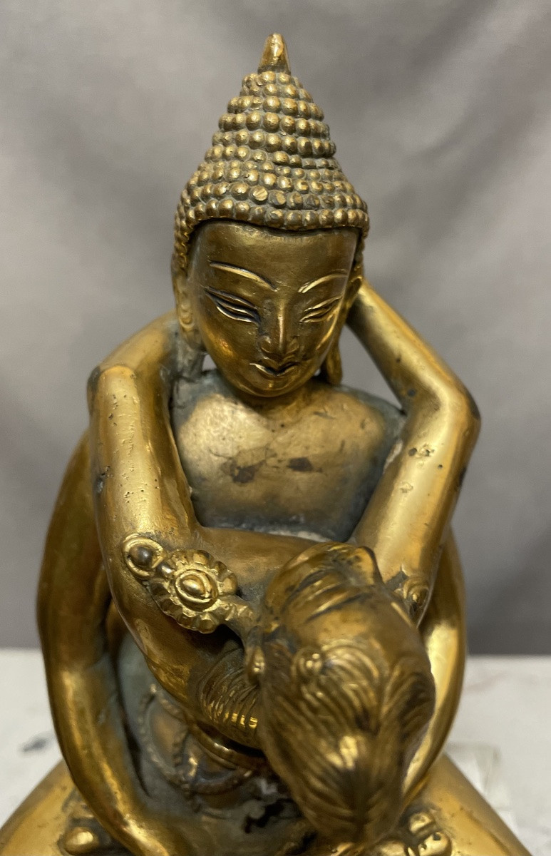 Bronze doré de Yab-Yum, Tibet, XXe siècle-photo-1