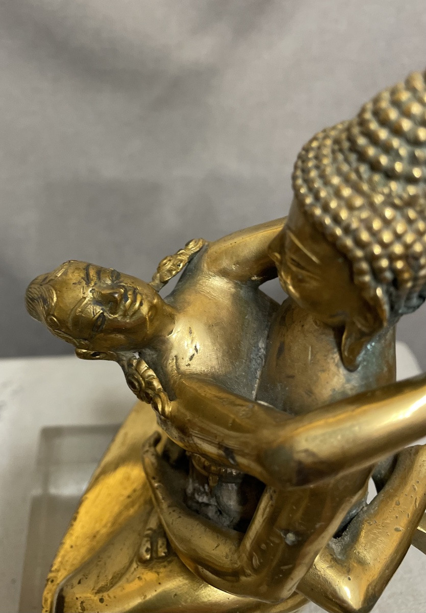 Bronze doré de Yab-Yum, Tibet, XXe siècle-photo-2