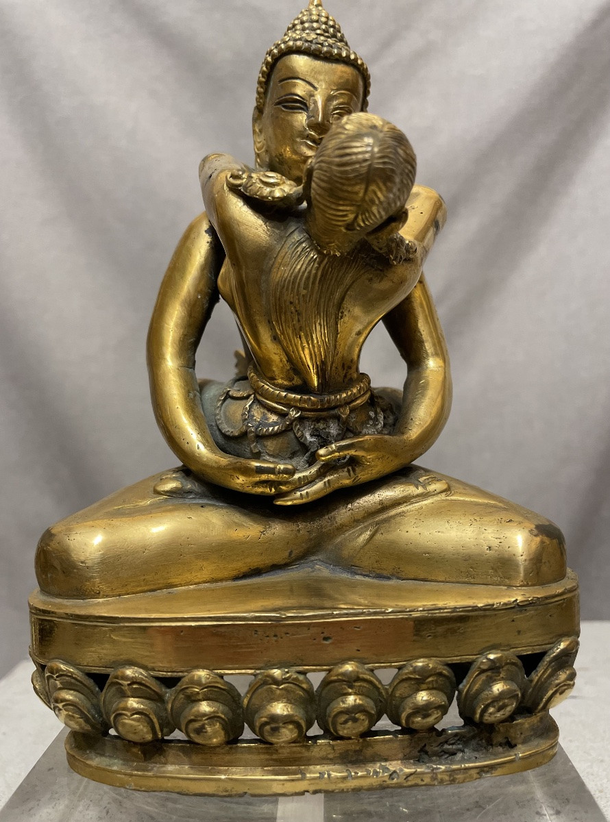 Bronze doré de Yab-Yum, Tibet, XXe siècle-photo-4