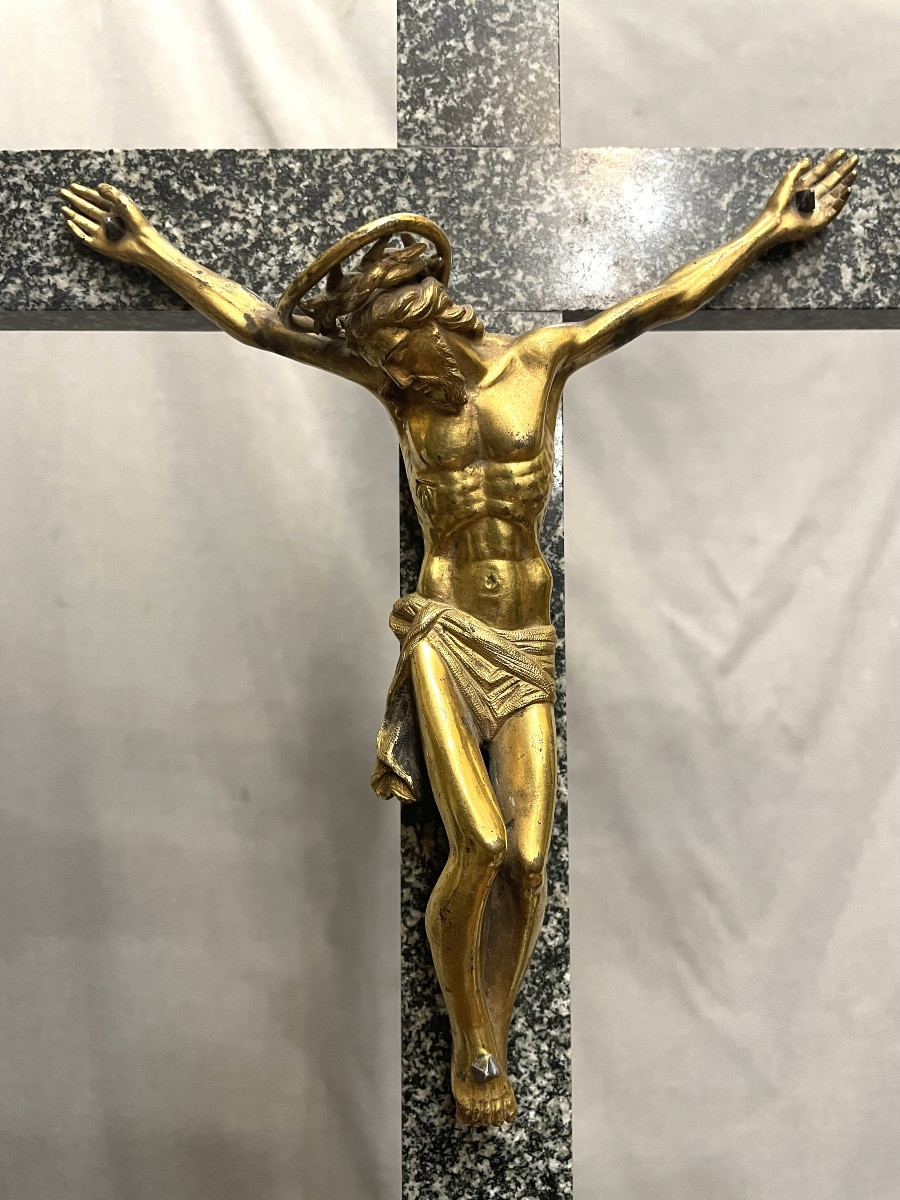 Processional Cross In Marble And Bronze, 17th Century-photo-6