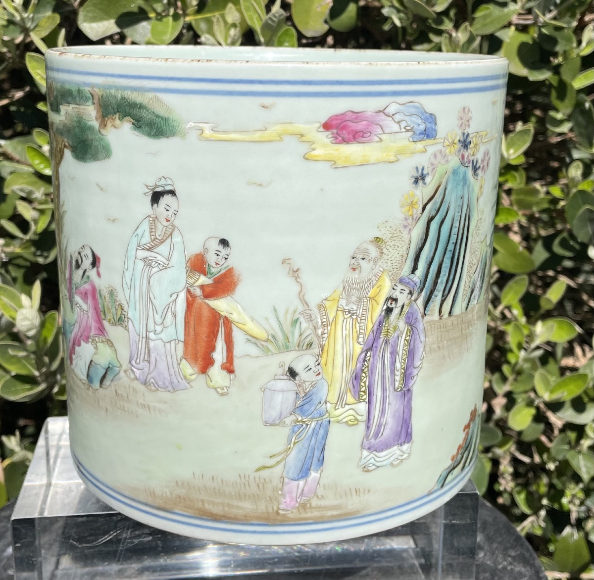 Porte-pinceaux en porcelaine du XXe siècle, provenant de Chine-photo-3