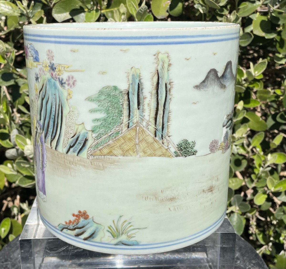 Porte-pinceaux en porcelaine du XXe siècle, provenant de Chine-photo-4