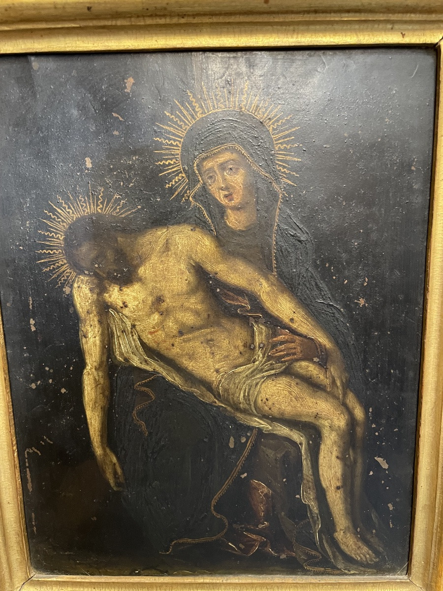 18th-century Pietà Painted On Copper-photo-3