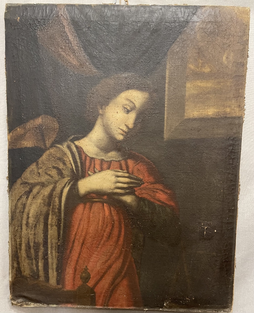 Huile sur toile, Vierge à l'Annonciation, XVIIe siècle-photo-2