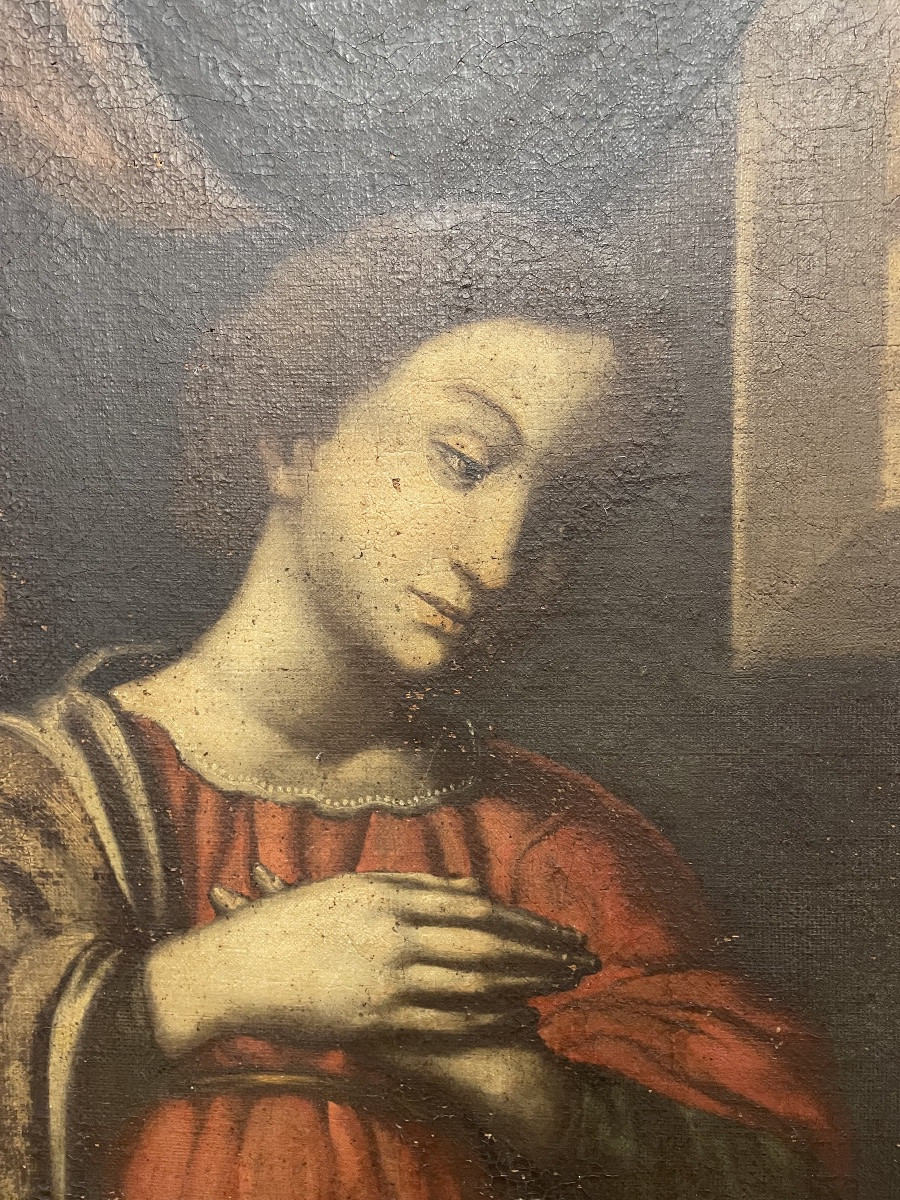 Huile sur toile, Vierge à l'Annonciation, XVIIe siècle-photo-3